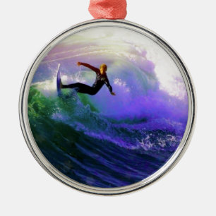 SURFS UP surfer surfen vangen een golf Metalen Ornament