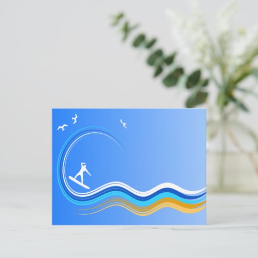 Surf's Up Surfer Surfing Post Kaart Briefkaart (Staand voorkant)
