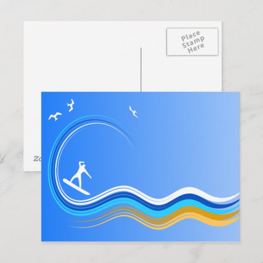 Surf's Up Surfer Surfing Post Kaart Briefkaart (Voorkant / Achterkant)