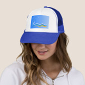 Surf's Up Surfing Silhouette Blue Hat Trucker Pet (In situ)