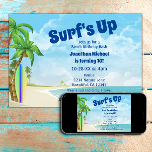 Surf's Up Surfplank en Beach Surfing Verjaardag Kaart
