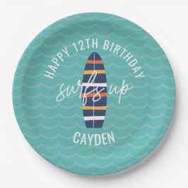 Surfs Up surfplank en golven Verjaardagsfeest papi Papieren Bordje