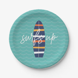 Surfs Up surfplank en golven Verjaardagsfeestje Papieren Bordje