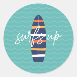 Surfs Up surfplank en golven Verjaardagsfeestje Ronde Sticker