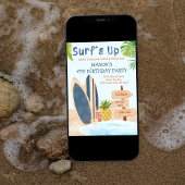 Surfs Up Verjaardagsfeest Jongens Surfboard uitnod Kaart