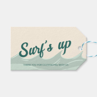 Surfs Up - Verjaardagsfeestje cadeautag bedankt Cadeaulabel