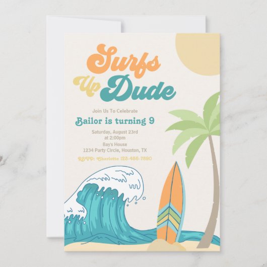 Surfs Up Verjaardagsuitnodiging | Surfen Uitnodigi Kaart (Voorkant)