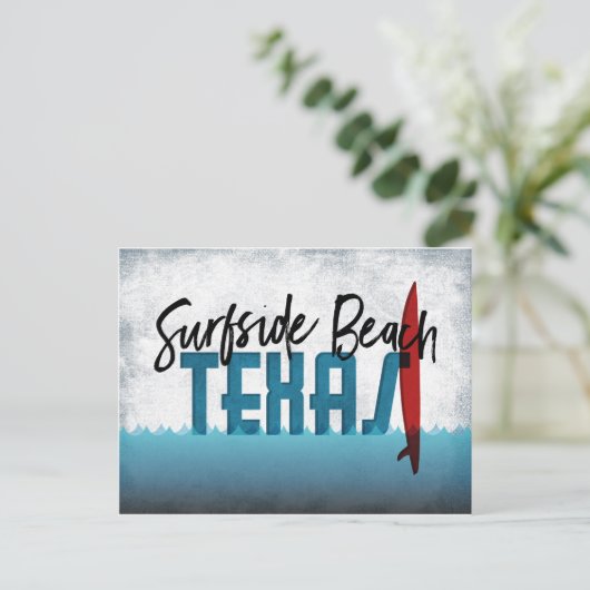 Surfside Beach Briefkaart Texas Surfboard (Staand voorkant)