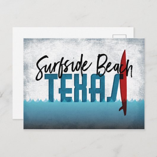 Surfside Beach Briefkaart Texas Surfboard (Voorkant / Achterkant)