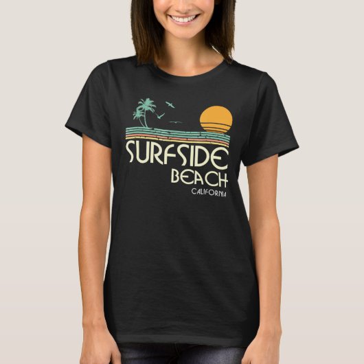 Surfside Beach California Retro T-shirt (Voorkant)