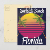 Surfside Beach Florida vintage reisposter Briefkaart (Voorkant / Achterkant)