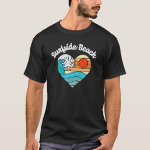 Surfside Beach Retro Heart Surf Wave Graphic T-shirt