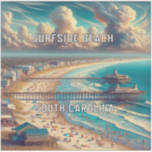 Surfside Beach South Carolina 3 inch Vinyl Sticker (Voorkant)