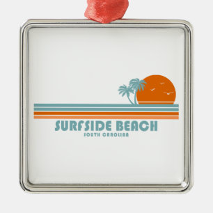 Surfside Beach South Carolina Zon Palmboom Metalen Ornament