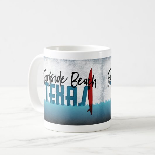 Surfside Beach Texas Surfboard Surfing Koffiemok (Voorkant links)