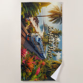 Surfside Flyer Diesel Train op het strand Strandlaken (Voorkant)