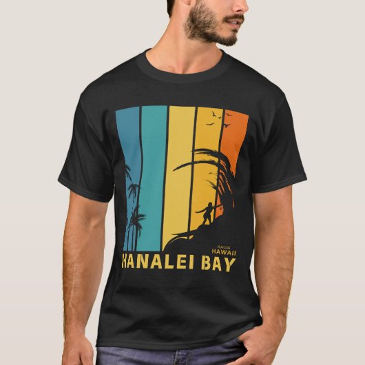 Surfstrand Hanalei Bay Kauai Hawaii T-shirt (Voorkant)