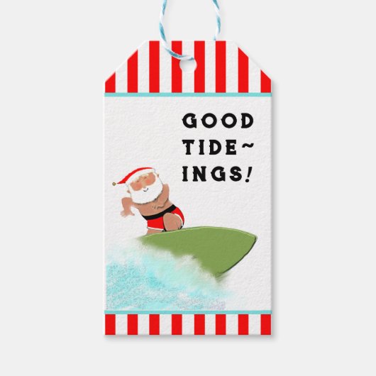 Surfstrand kerstvakantie cadeaulabel (Voorkant)