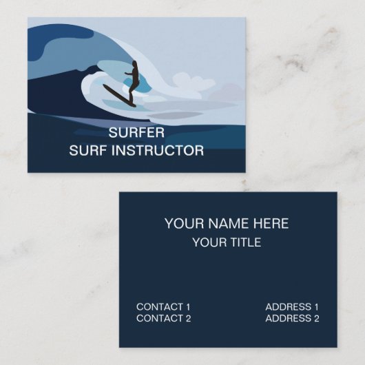 Surfstrand Surfing Surf Instructeur Visitekaartje (Voorkant / Achterkant)