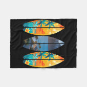 Surfstrand Surfplank Retro Tropisch Hawaï Palm Fleece Deken (Voorkant (Horizontaal))
