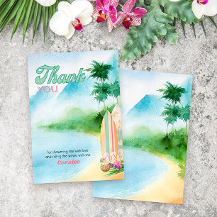 Surfstrand Watercolor Zomer Luau Bedankkaart