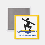 Surfsurprises, surfer op zijn surfplank op maat magneet (Voorkant / Achterkant)