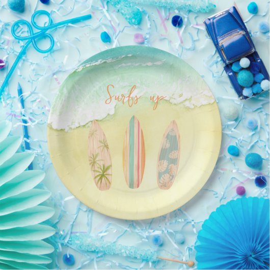 Surft omhoog Borden de Big One Surfer Verjaardag Papieren Bordje (Feest)