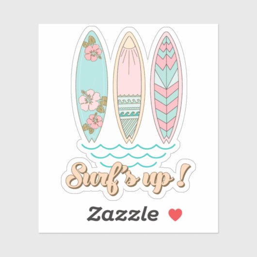 Surft omhoog! Pastel Boho Surfboards Sticker (Vel)