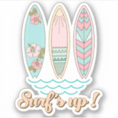 Surft omhoog! Pastel Boho Surfboards Sticker (Voorkant)