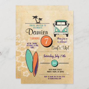 Surft omhoog! Surfaamse Birthday Party nodigt stra Kaart