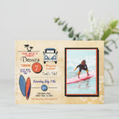 Surft omhoog! Surfen Verjaardag Beach Party Foto Kaart (Staand voorkant)