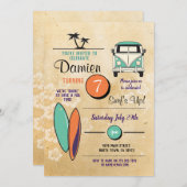 Surft omhoog! Surfen Verjaardagsfeestje Uitnodigen Kaart (Voorkant / Achterkant)