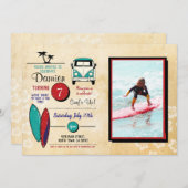 Surft omhoog! Surfende verjaardag Nodig het Beach  Kaart (Voorkant / Achterkant)