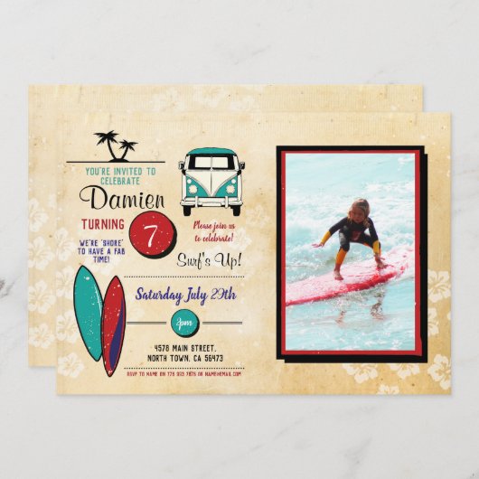 Surft omhoog! Surfende verjaardag Nodig het Beach  Kaart (Voorkant / Achterkant)