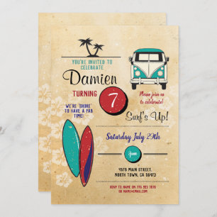 Surft omhoog! Surfende verjaardag Nodig het Beach  Kaart