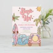 Surft omhoog! Surven Board Groovy Retro Verjaardag Kaart (Staand voorkant)