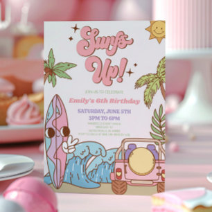 Surft omhoog! Surven Board Groovy Retro Verjaardag Kaart