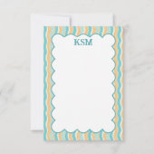 Surft op gepersonaliseerd monogram briefpapier bedankkaart (Voorkant)