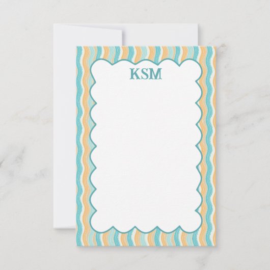 Surft op gepersonaliseerd monogram briefpapier bedankkaart (Voorkant)