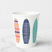 Surft op Retro Beach Girl Surfboard Papieren Bekers (Links)