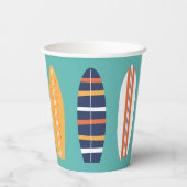 Surft op Retro Beach Surfboard Paper Cups Papieren Bekers (Achterkant)