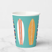 Surft op Retro Beach Surfboard Paper Cups Papieren Bekers (Links)