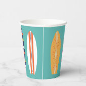 Surft op Retro Beach Surfboard Paper Cups Papieren Bekers (Rechts)