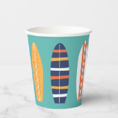 Surft op Retro Beach Surfboard Paper Cups Papieren Bekers (Voorkant)