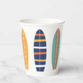 Surft op Retro Beach Surfboard Paper Cups Papieren Bekers (Achterkant)