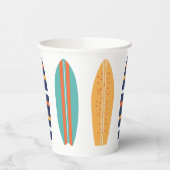 Surft op Retro Beach Surfboard Paper Cups Papieren Bekers (Links)