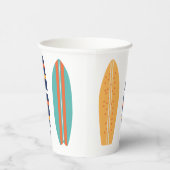 Surft op Retro Beach Surfboard Paper Cups Papieren Bekers (Rechts)