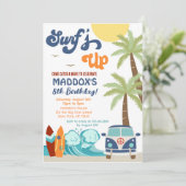 Surft op Surf Beach Surf Up Birthday Uitnodiging (Staand voorkant)