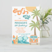 Surft op Surf Beach Surf Up Birthday Uitnodiging (Staand voorkant)