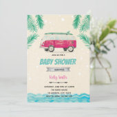 Surft op verjaardagsfeestuitnodiging kaart (Staand voorkant)